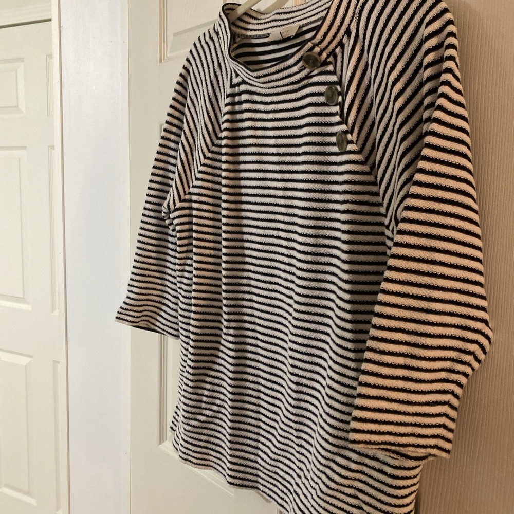 Loft Outlet Black & White 3/4‎ Sleeve Sweater Women's Size Large